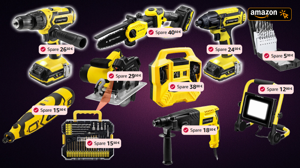 Konkurrenz für Bosch & Makita? 50 % Rabatt auf Akku-Kettensäge, Kompressor, Akkuschrauber & mehr