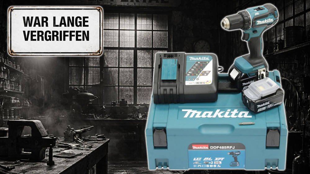 Monate bei Amazon vergriffen, nun Bestpreis: Makita Akkuschrauber samt Akkus + Makpac