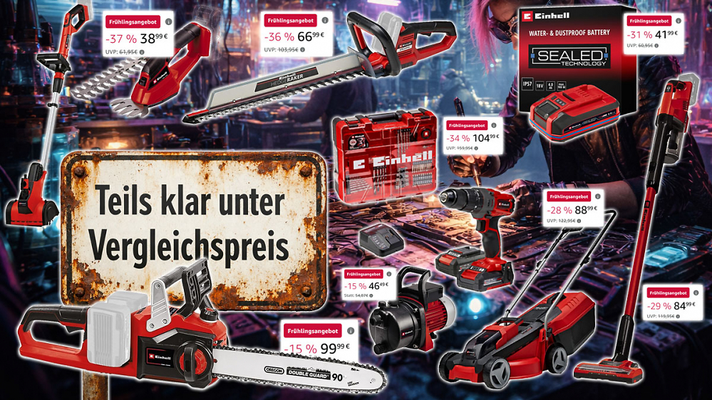 2. Welle, gilt 48 Stunden: Amazon verbilligt Einhell - Kettensäge, Sauger, Heckenschere, 18V-Akku, Rasenmäher und mehr
