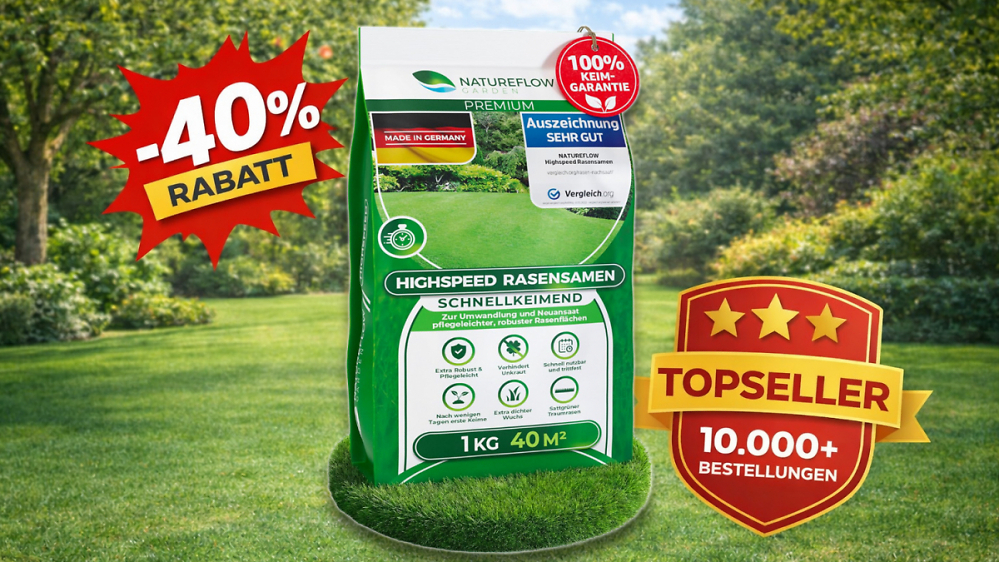 40 % Rabatt bei Amazon: Premium-Rasensamen mit "sehr gut" im Test und schon 10.000 Mal bestellt