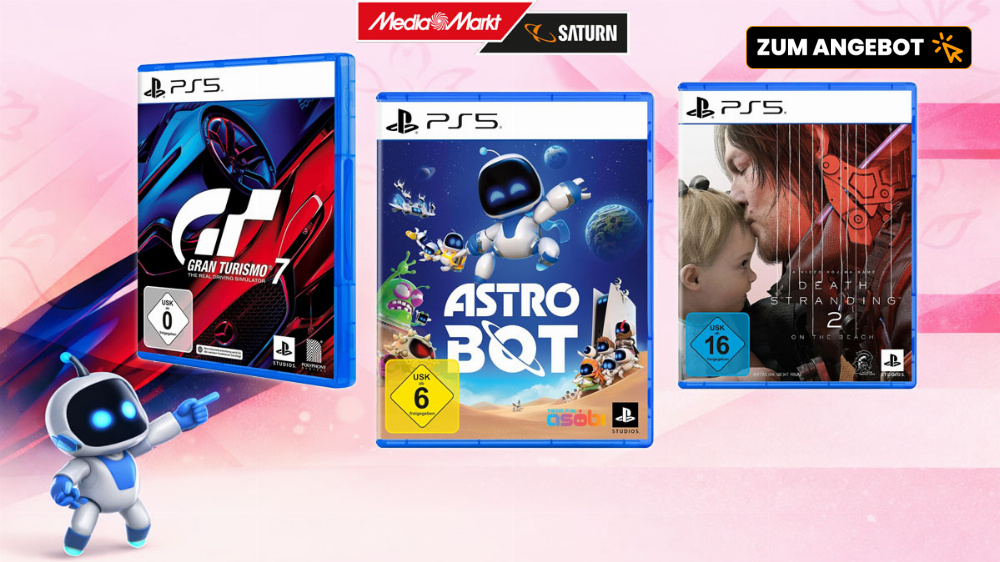 Bestpreis im PS5-Frühlingssale bei MediaMarkt: Astro Bot, GT7 und weitere Playstation-Highlights