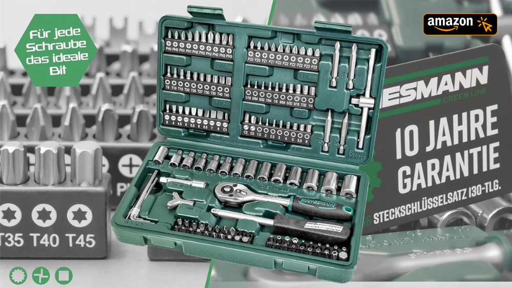 130-teiliges Set jetzt nur 15,92€ bei Amazon: Werkzeugkoffer mit Ratsche, Schraubendrehern & Bits zum Bestpreis