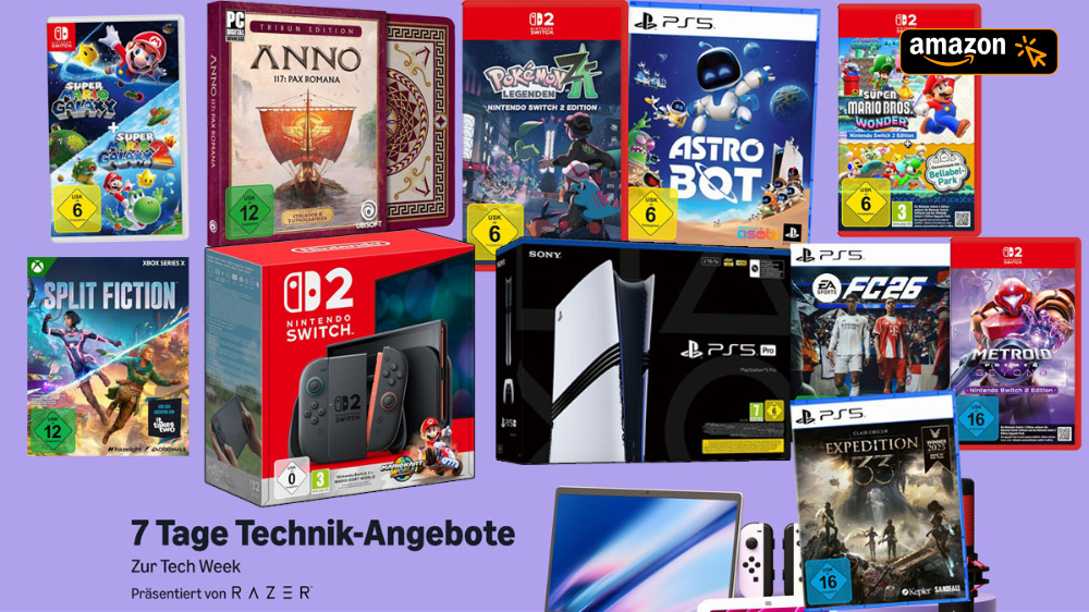 Games ab 4,99€: Hohe Rabatte auf Spiele für PS5, Switch 2, Xbox & PC bei der Amazon Tech Week