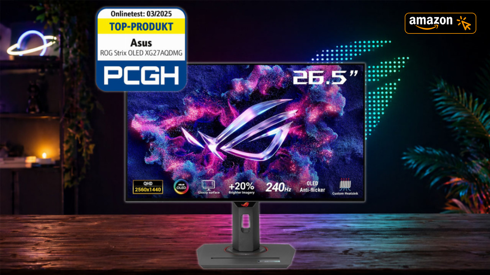 Amazon im Tiefstpreis-Duell | "PCGH-Top-Produkt" Asus OLED-Monitor mit 240 Hz und LG-Display