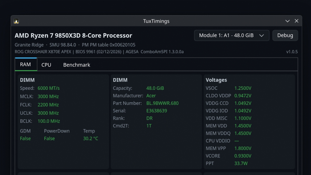 TuxTimings: Speichermodule unter Linux auslesen leicht gemacht