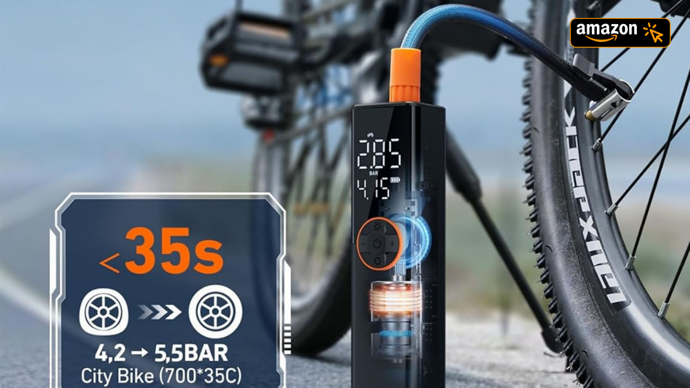 Prime-Mitglieder zahlen nur 23,99€: Elektrische Luftpumpe fürs Fahrrad/E-Bike - für alle Ventile geeignet