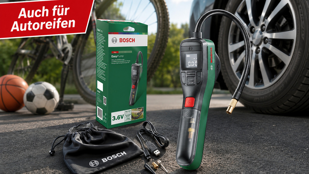 5.000 Käufer greifen zu: Bosch EasyPump wird bei Amazon zum Luftpumpen-Bestseller mit 36 % Rabatt