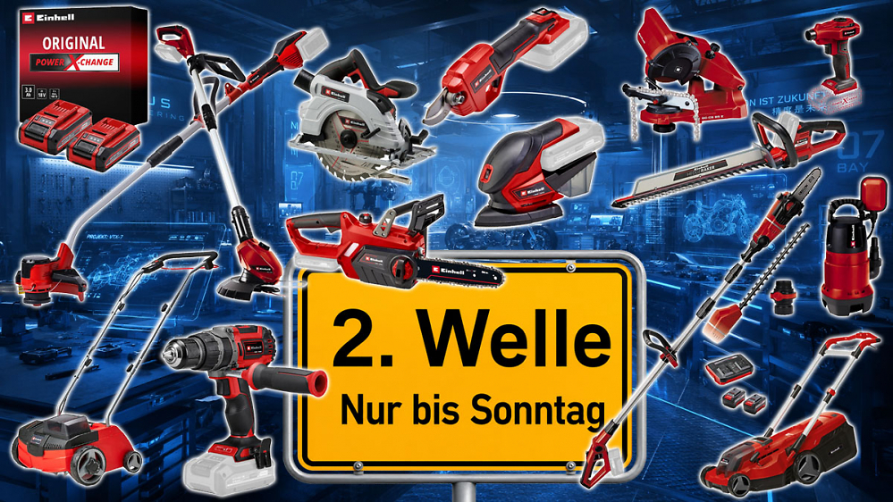 Bis Sonntag: Amazon senkt Einhell - Rasentrimmer für 36 €, Astschere 59, Kettensäge, Entaster, 18V-Akku, Heckenschere ...