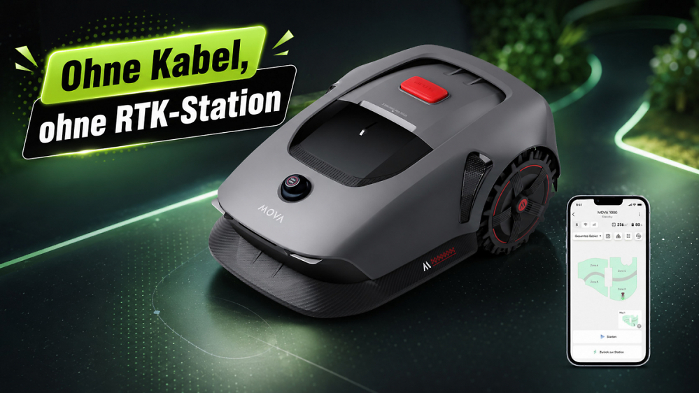 Kein Begrenzungskabel, keine RTK-Station: Amazon zieht 42 % Rabatt beim Mova Mähroboter mit 3D-LiDAR ab