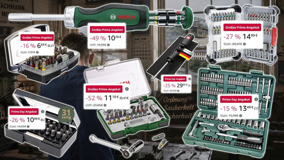 Bits mit Ratsche limitiert ab 11 €: Amazon reduziert Bosch, Inbus, Wiha und Mannesmann