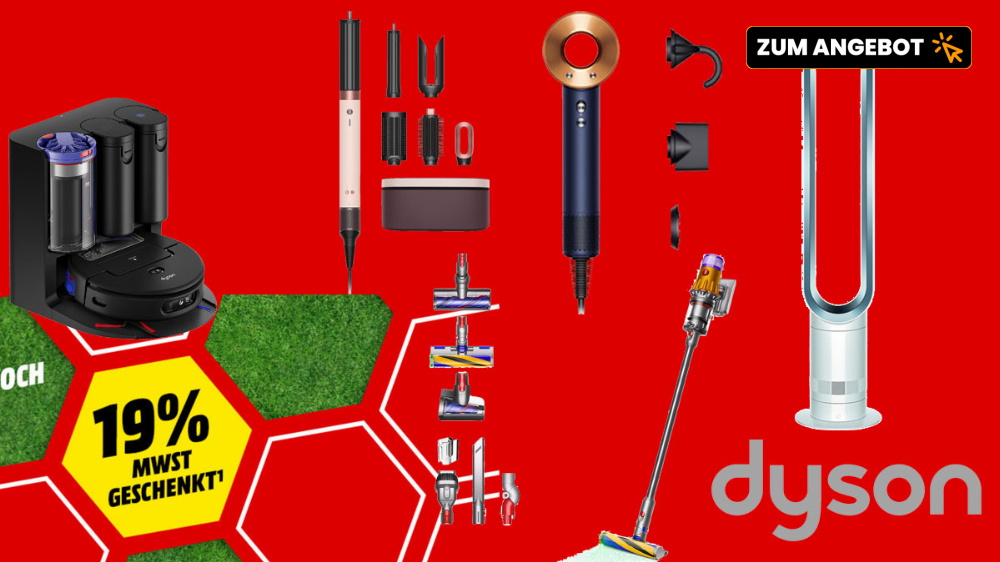 Nur bis Montag zahlt man Nettopreise: Dyson-Deals für Akku-Staubsauger, AirWrap, Luftreiniger, Ventilatoren und mehr