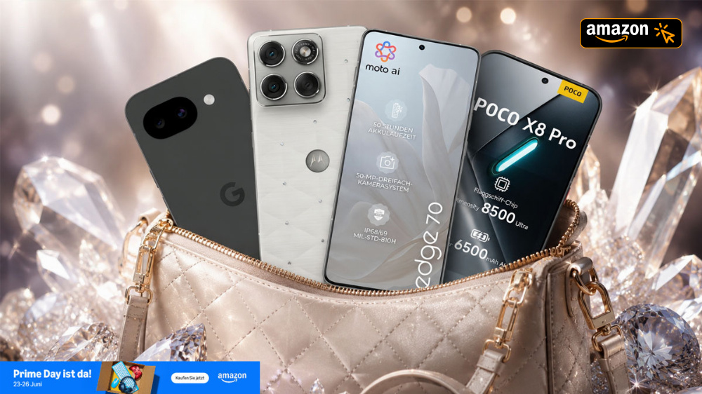 Bis -50 % auf die UVP zum Prime Day | Google Pixel 10a, Motorola Edge 70 und Xiaomi Poco X8 Pro