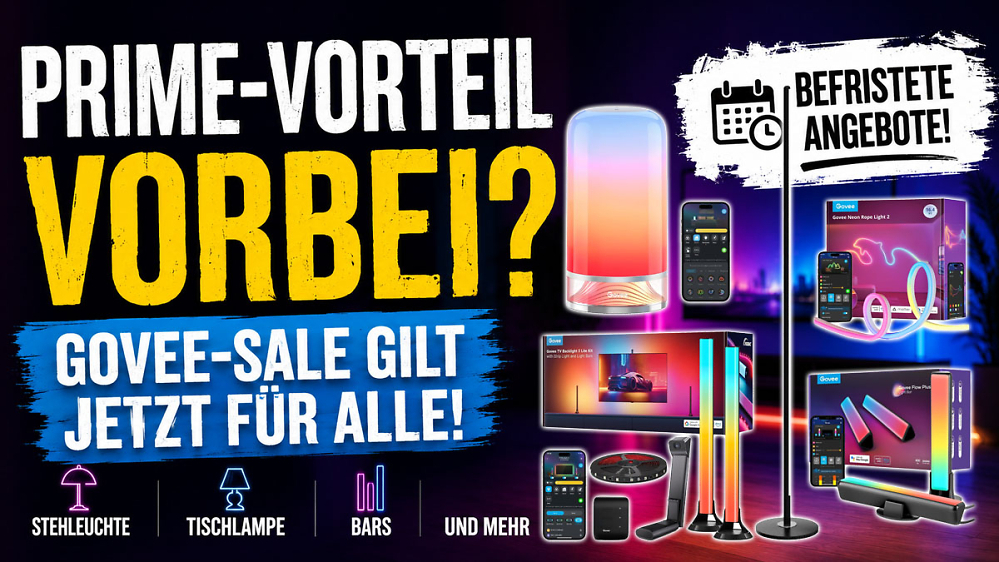 Bittere Pille für Prime-Kunden? Govee-Sale gilt nun für alle - Stehleuchte, Tischlampe, Bars ...
