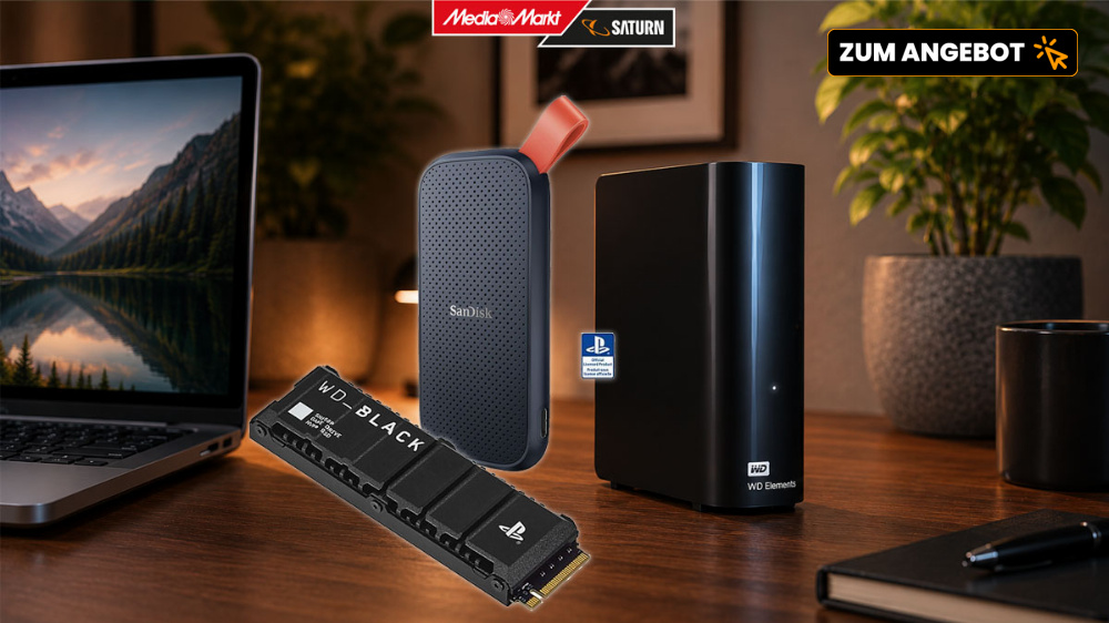MwSt. geschenkt | SSDs und Festplatten von Sandisk, WD und Co. zu Bestpreisen bei MediaMarkt