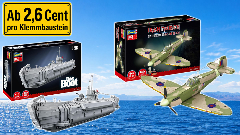 Billiger verkaufte Amazon nie: Revells U-96 und neue Iron Maiden Spitfire MK.II. aus Klemmbausteinen