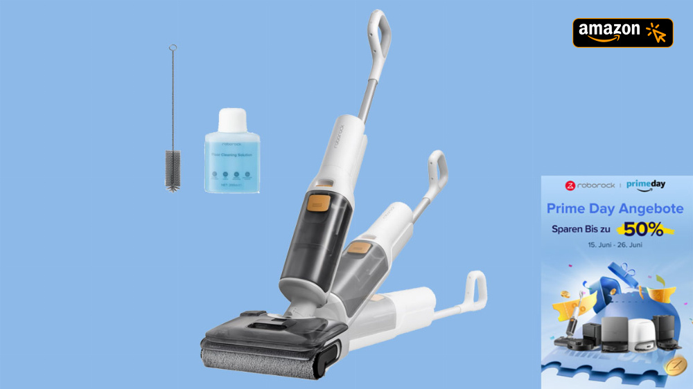 Beim Prime Day extrem günstig: Akku-Staubsauger mit Anti-Tangle-Bürste und Wischfunktion von Roborock