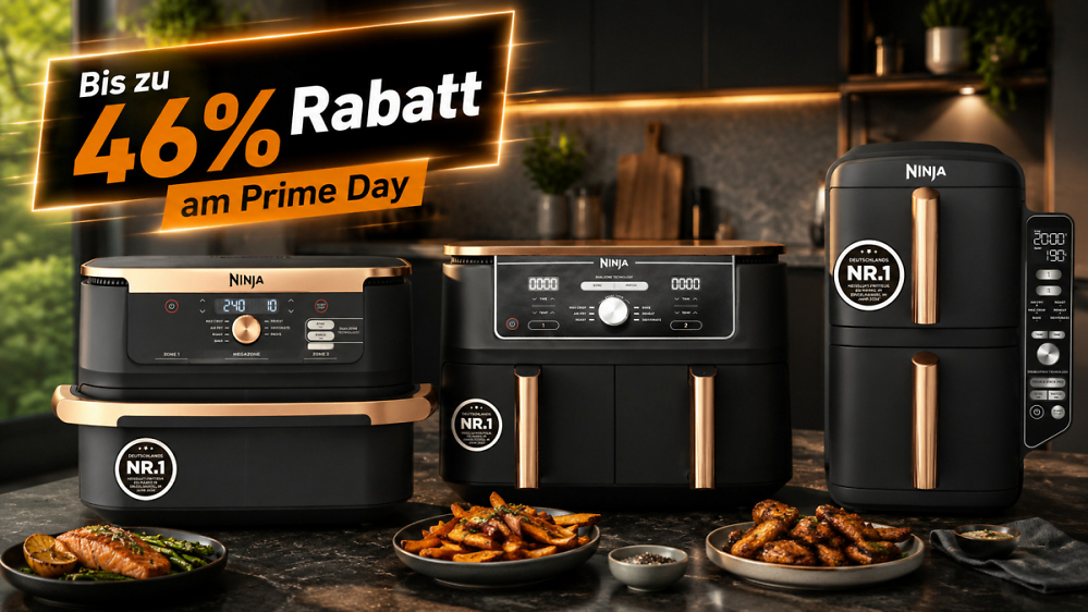 Ninja Airfryer mit 46 % Rabatt: Amazon senkt Dual Zone Heißluftfritteuse, FlexDrawer und Double Stack XL
