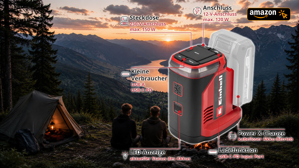 Mini-Powerstation für Einhells 18V-Akku: Amazon senkt sie kurz auf besten Vergleichspreis
