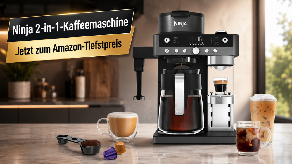 Ninja Prestige zum Amazon-Tiefstpreis: 2-in-1-Kaffeemaschine für Espresso, Filterkaffee spart 80 € befristet