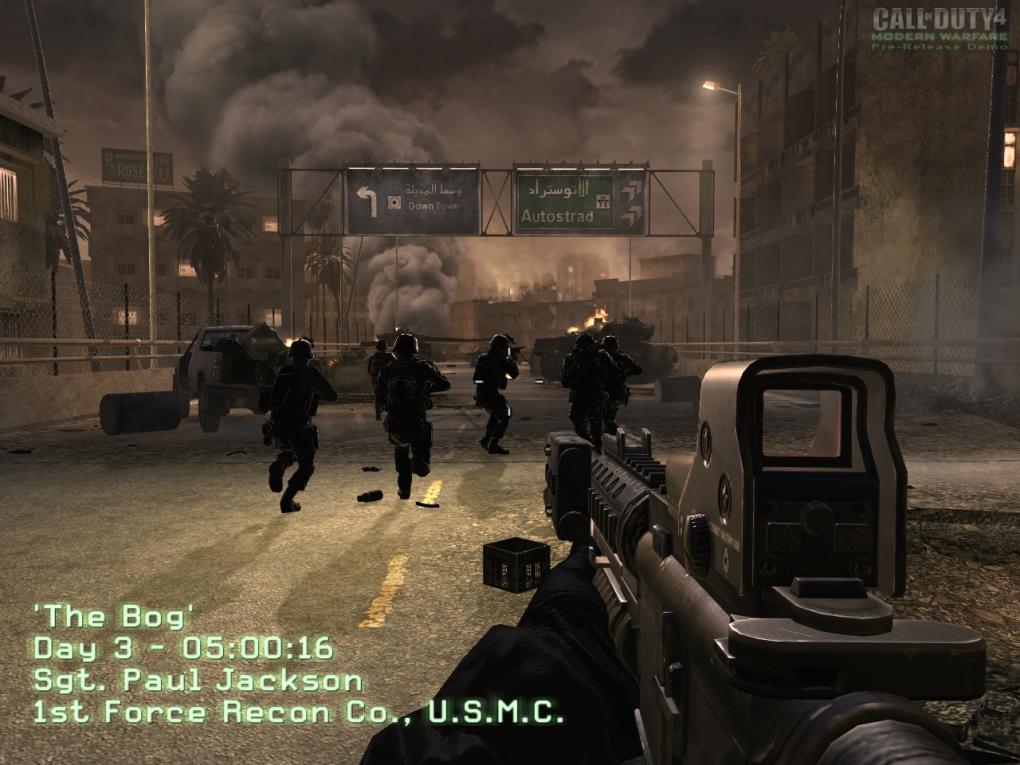 Call of Duty 4: Modern Warfare im VGA-Benchmark-Test: Eine Szene aus dem PCGH-Benchmark-Level 'Im Sumpf'