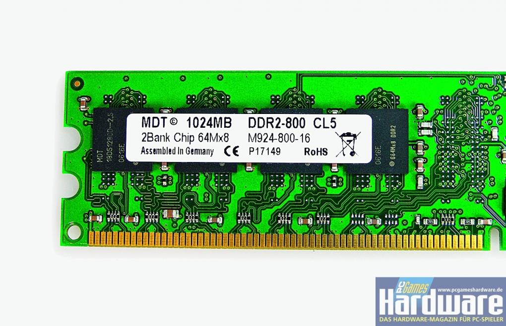 DDR2-800: MDT PC2-6400U mit zweimal 1.024 MiByte (Bild: PCGH)