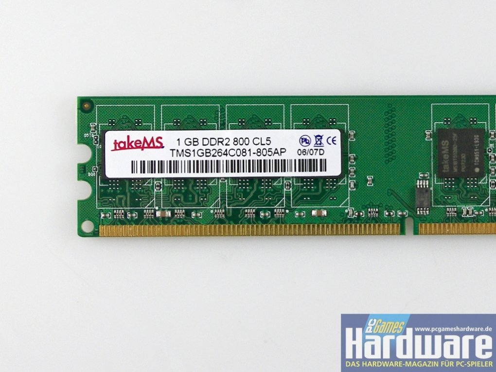 DDR2-800: Take MS TMS1GB264C081-805AP, einmal 1.024 MiByte (Bild: PCGH)