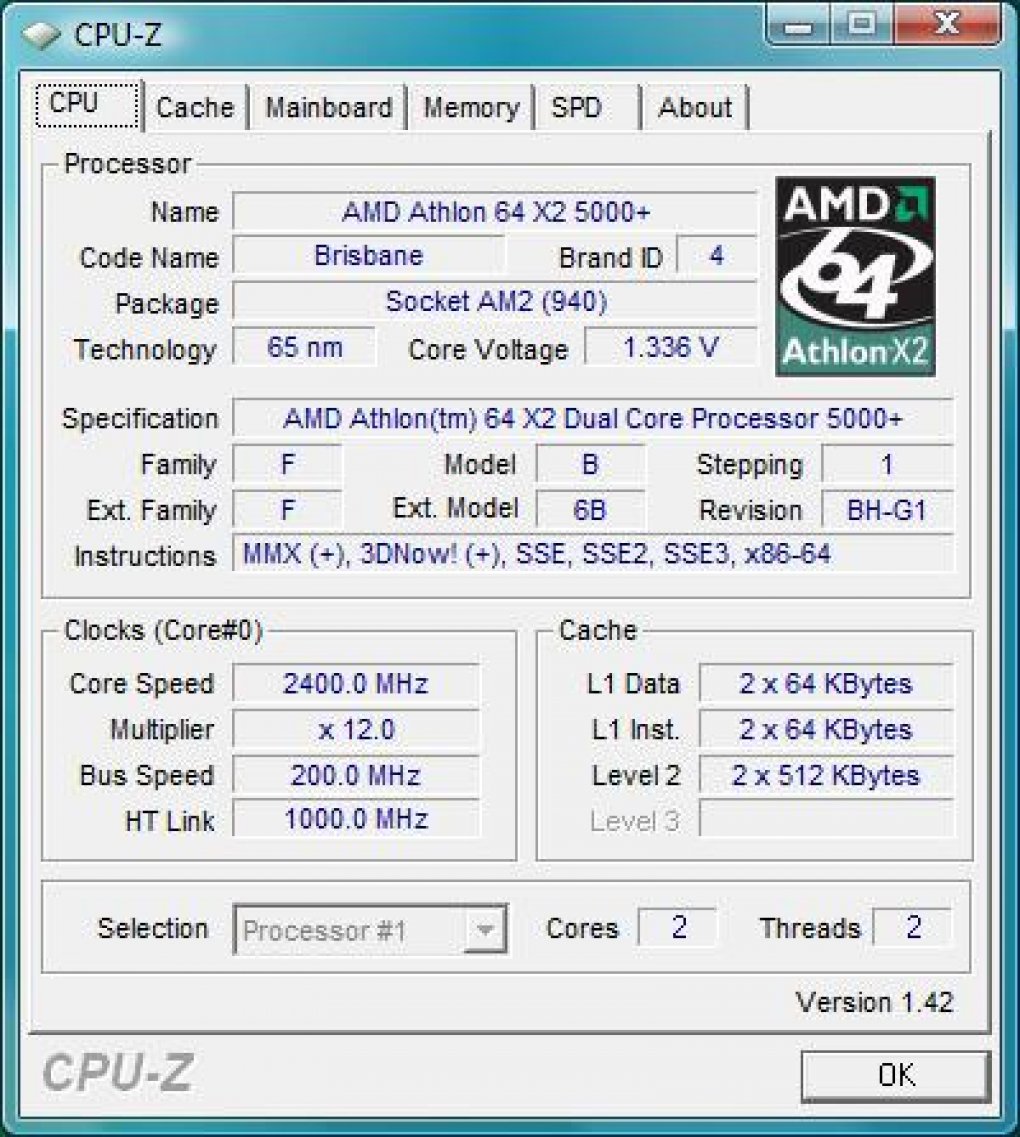 CPU-Z Athlon 64 @ 2,4 GHz