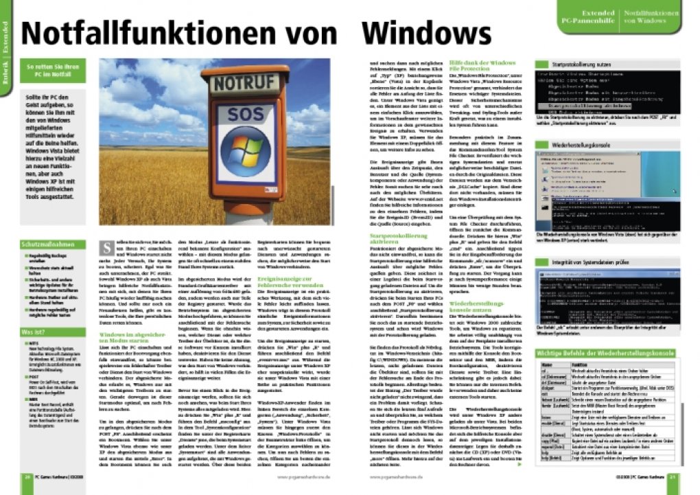 Windows bietet zahlreiche versteckte Notfallfunktionen. (Bild: PCGH)