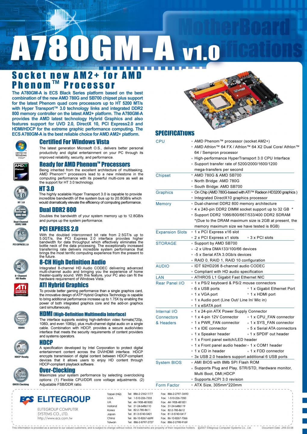 Hybrid Crossfire: ECS A780GM-A (Bild: ECS)