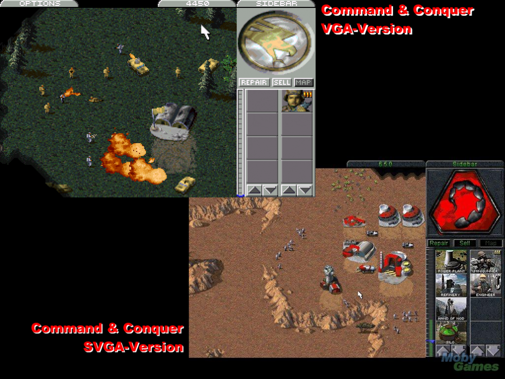 Grafikvergleich: C&C in VGA von 1995 und in SVGA von 1997 (Bild: PCGH/Mobygames)