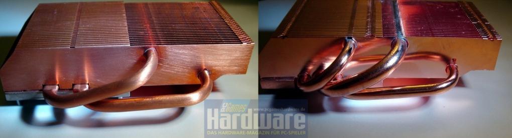 PCGH HD2900-Kühlertest: Direktvergleich der Heatpipes (Bild: PCGH)