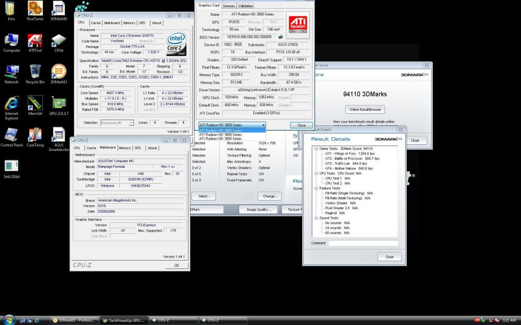 Asus EAH3850 Trinity: Im 3DMark03 werden satte 94.110 Punkte erreicht (Bild: nordichardware.com)