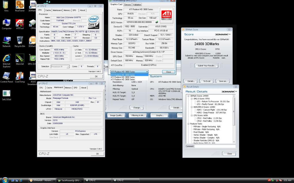 Asus EAH3850 Trinity: Im 3DMark06 erreichen die drei RV670-GPUs 24.909 Punkte (Bild: nordichardware.com)