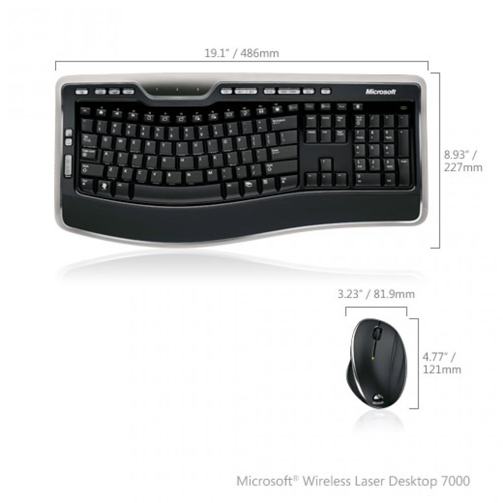 Wireless Laser Desktop 7000: Die Abmaße (Bild: Microsoft.com)