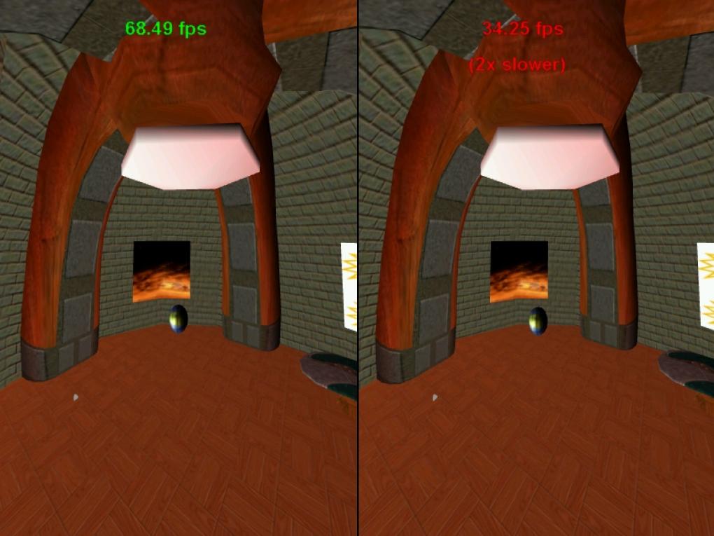3dfx Demo: Im direkten Vergleich wird der Unteschied zwischen 30 und 60 Frames per Second besonders deutlich.