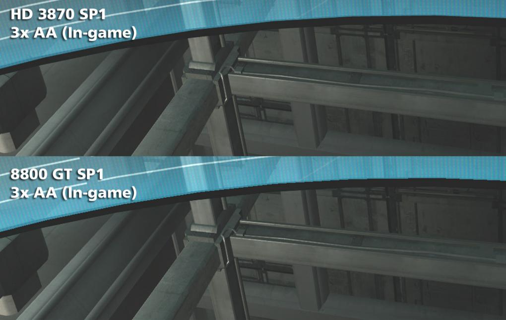 Assassin's Creed 8800 GT vs. HD 3870: Due to Service Pack 1 and D3D 10.1 the Radeon is able to smooth more areas than the 8800GT.