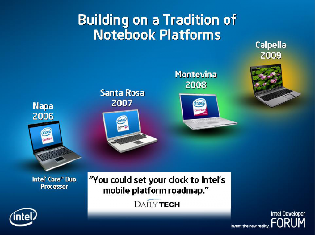 Nehalem und Larrabee (?) im Notebook: Intels Calpella-Plattform für 2009 (Bild: Intel)