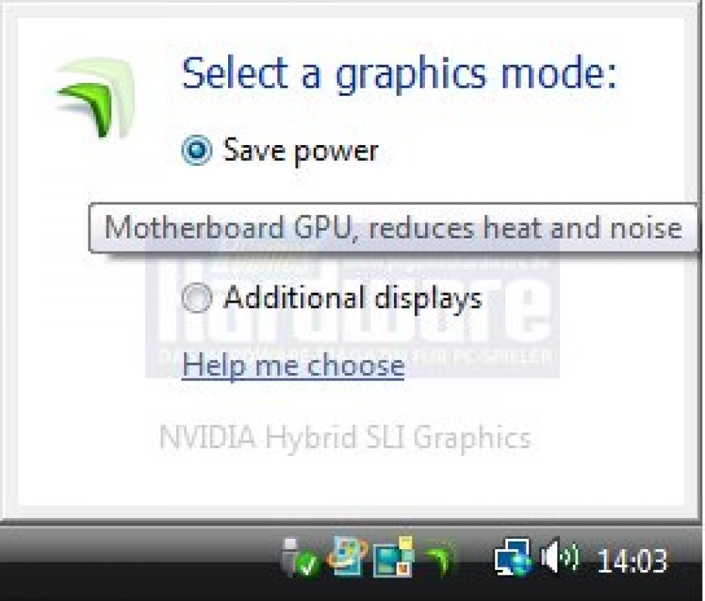 Nvidia Hybrid-SLI: Betriebsmodus 1 (Bild: PCGH)