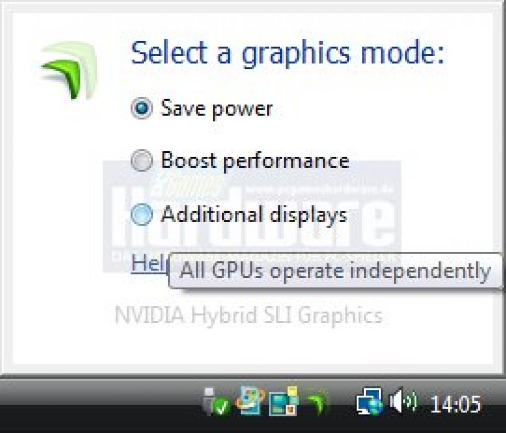 Nvidia Hybrid-SLI: Betriebsmodus 3 (Bild: PCGH)