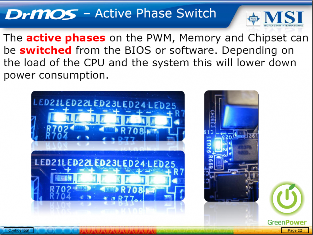 Die LEDs zeigen die aktiven Phasen der Spannungsversorgung an.