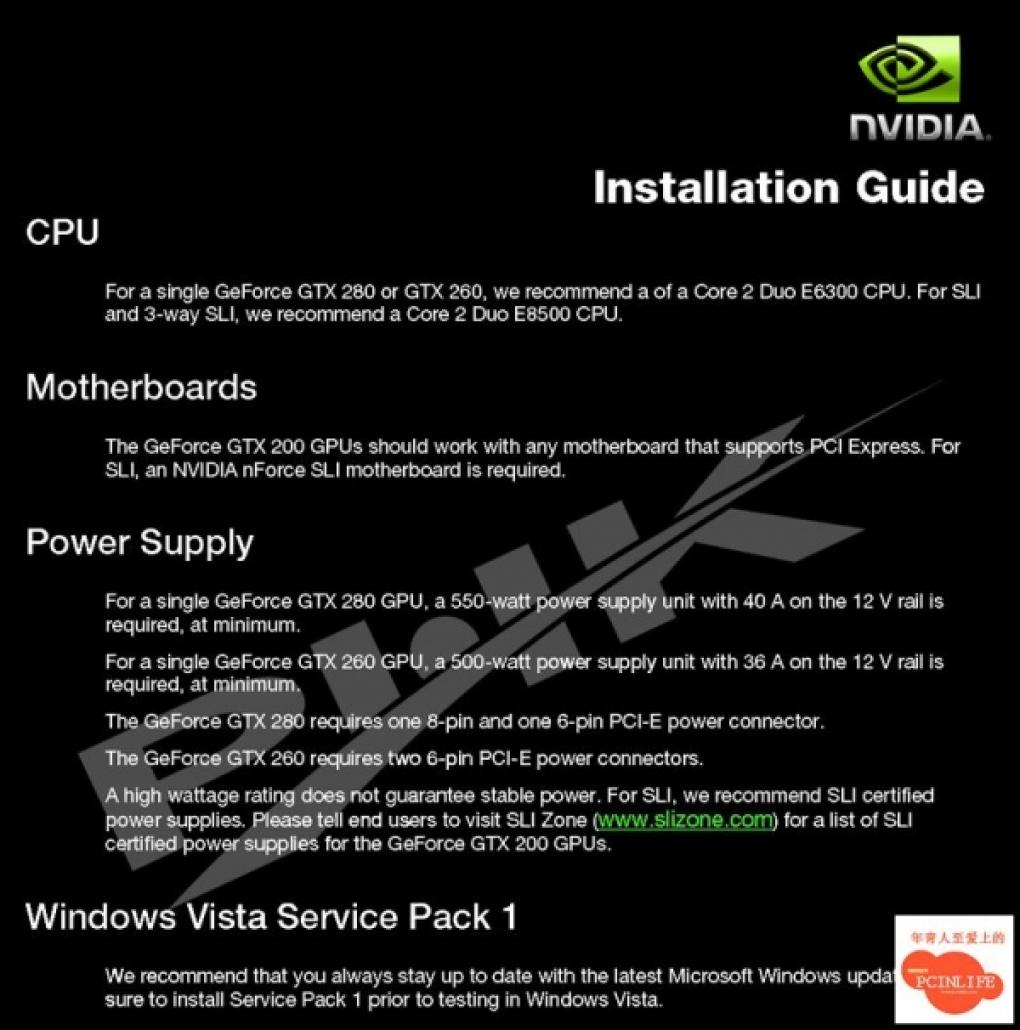 Nvidia Geforce GTX 280: Mindestens 550 Watt plus Intel Core 2 Duo E6300 sollen notwendig sein, um dem neuen Grafikbeschleuniger genug Pixel-Performance zu entlocken. (Bild: VR-Zone)