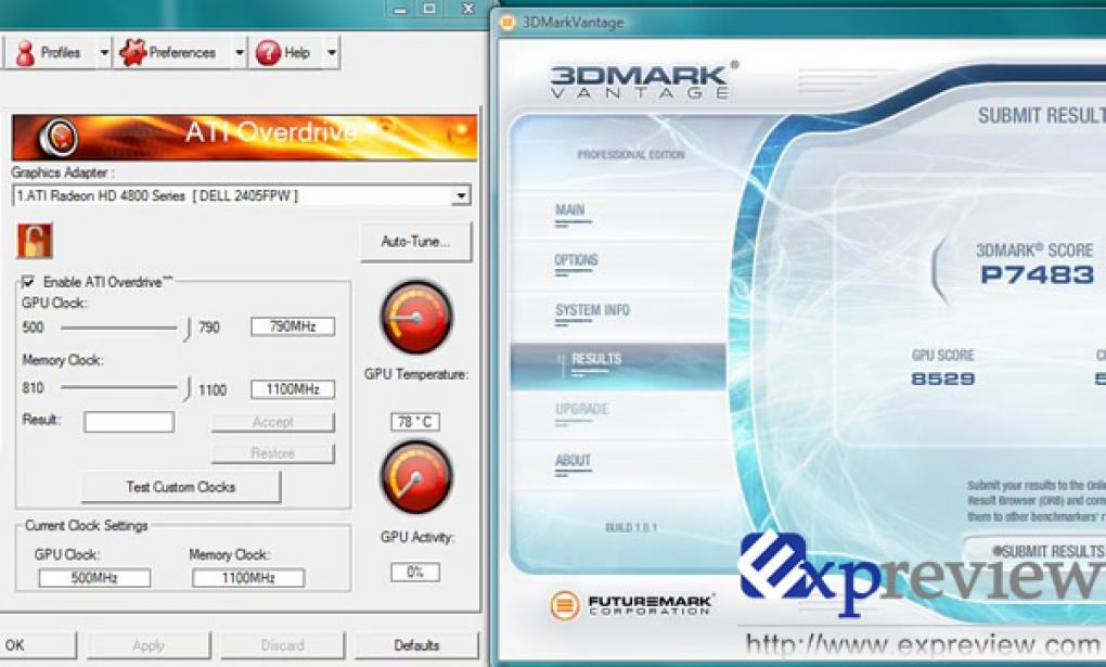 Aufgrund geeigneter Software lies sich nur ein Takt von 790 bzw. 2.200 Megahertz erreichen (Bild: Expreview.com)