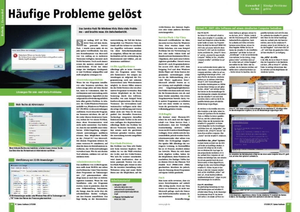 Häufige Probleme mit Windows Vista x64 gelöst. (Bild: PCGH)
