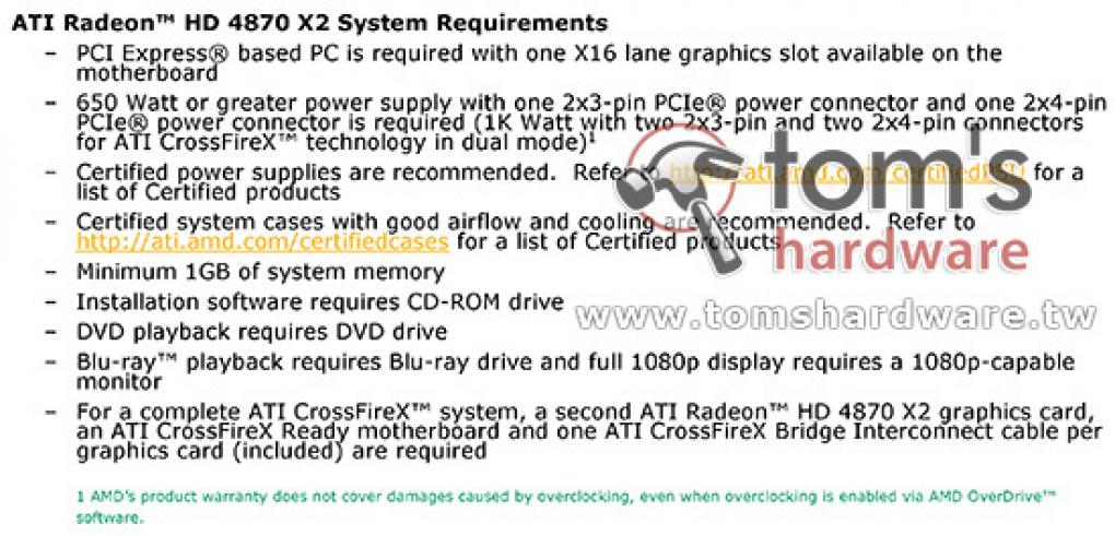 AMD Radeon HD 4870 X2: Präsentationsfolien mit Details zum neuen Flaggschiff von AMD. (Bild: Toms Hardware)