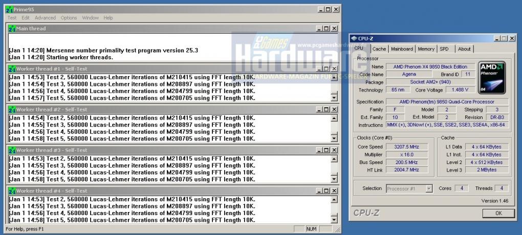 Dank Advanced Clock Calibration Link läuft der Phenom X4 bei 1,5 Volt CPU-Spannung mit 3.200 MHz stabil. (Bild: PCGH)