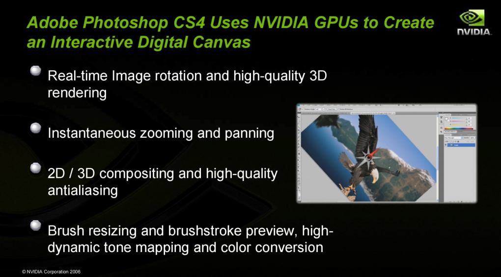 Die Features in Photoshop CS4, die von GPU-Beschleunigung profitieren.