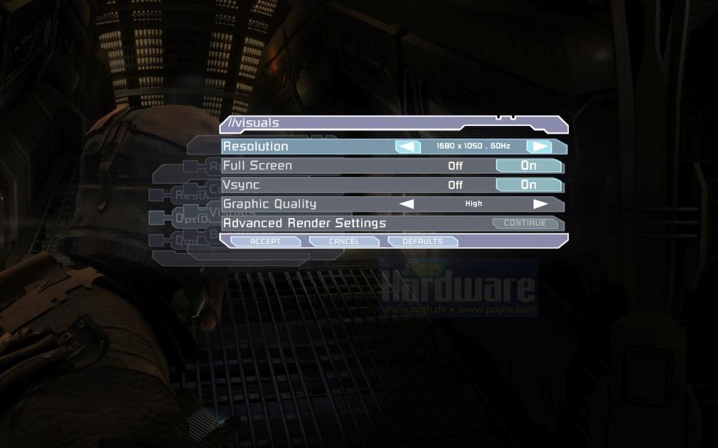 Dead Space: Das Grafikmenü (Bild: PCGH)