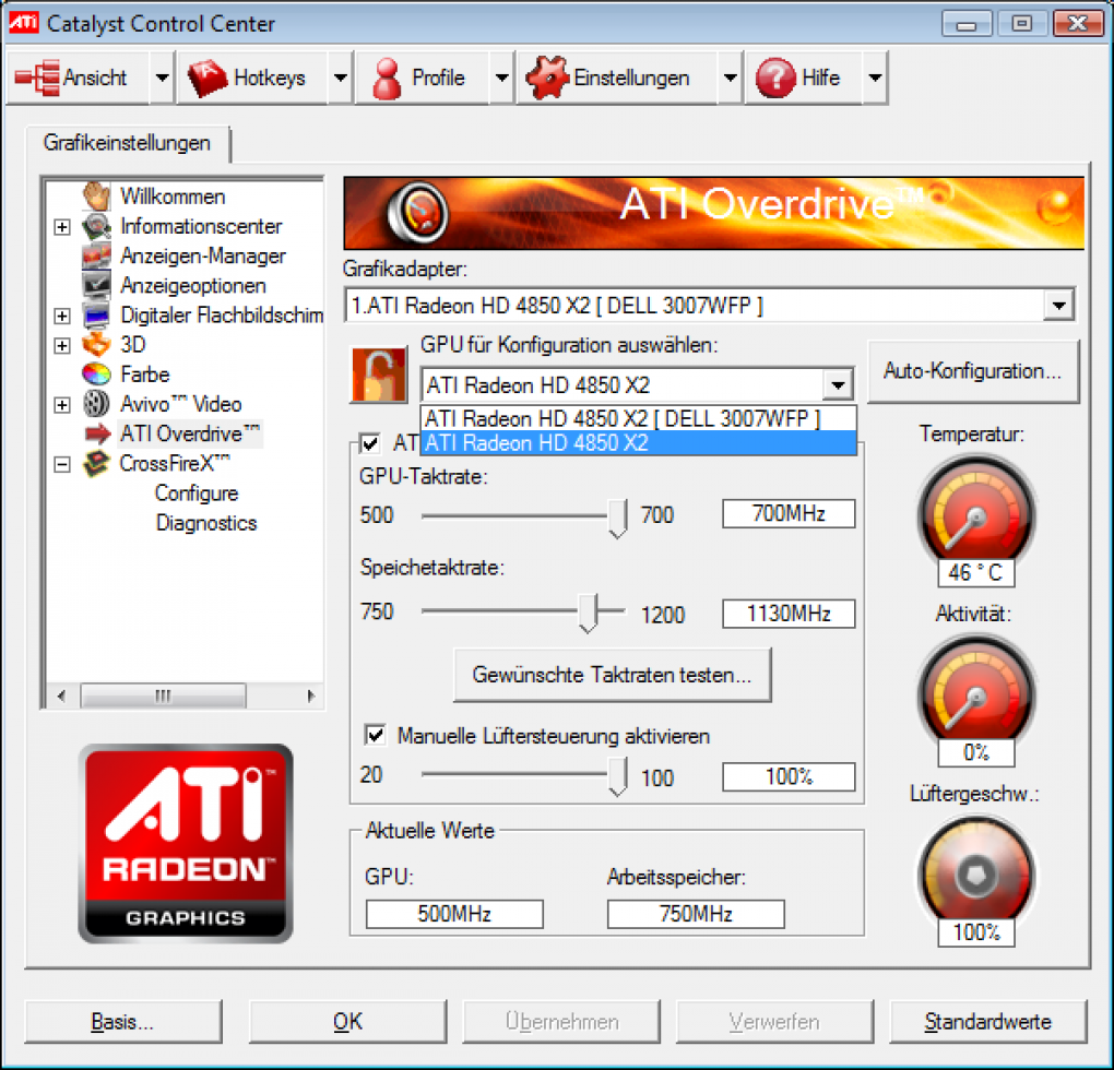 Sapphire Radeon HD 4850 X2: Betreuen Sie beim OC beide GPUs.