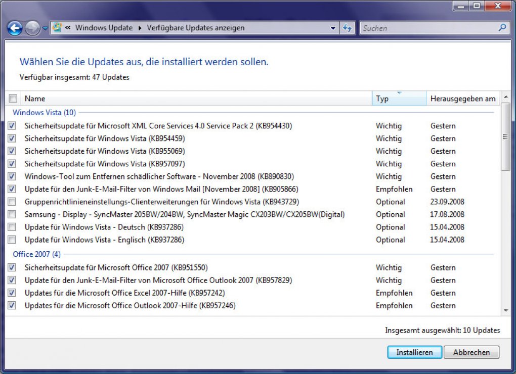 Die Sicherheits-Updates im November