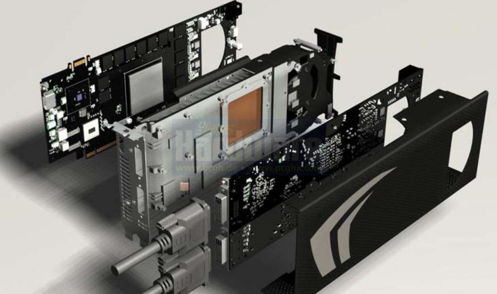 Explosionsdiagramm Geforce GTX 295 aus Nvidia-Vorlage